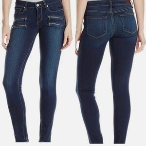 PAIGE Edgemont Transcend Dark Wash Low Rise Skinny Ankle Moto Jeans SZ 27